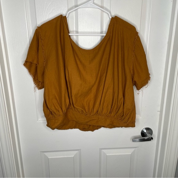 Free People Cloud 9 Bubble Tee Linen Blend in Pecan Brown M - Picture 3 of 11